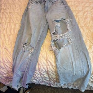 American Eagle By Payless Light Blue Distressed Boyfriend Jeans